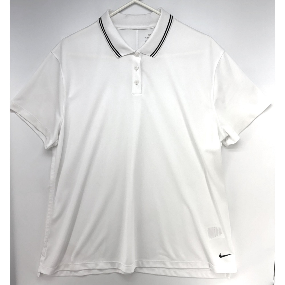 Nike Dri Fit White Polo Shirt Sz‎ XXL Preppy Tennis Golf Athleisure Minimalist